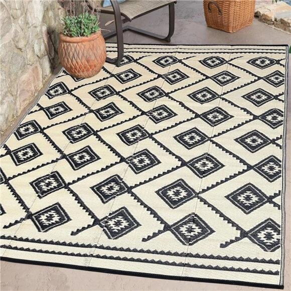 Outdoor Rugs - Reversible Mats, 5'x8' Plastic Straw Rug for Patio Clearance - Picture 1 of 6